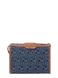 FENDI Fendi Men 'Baguette Double' Blue Crossbody Bag With Magnetic Ff Closure And All-Over Motif In Blue Cotton Man