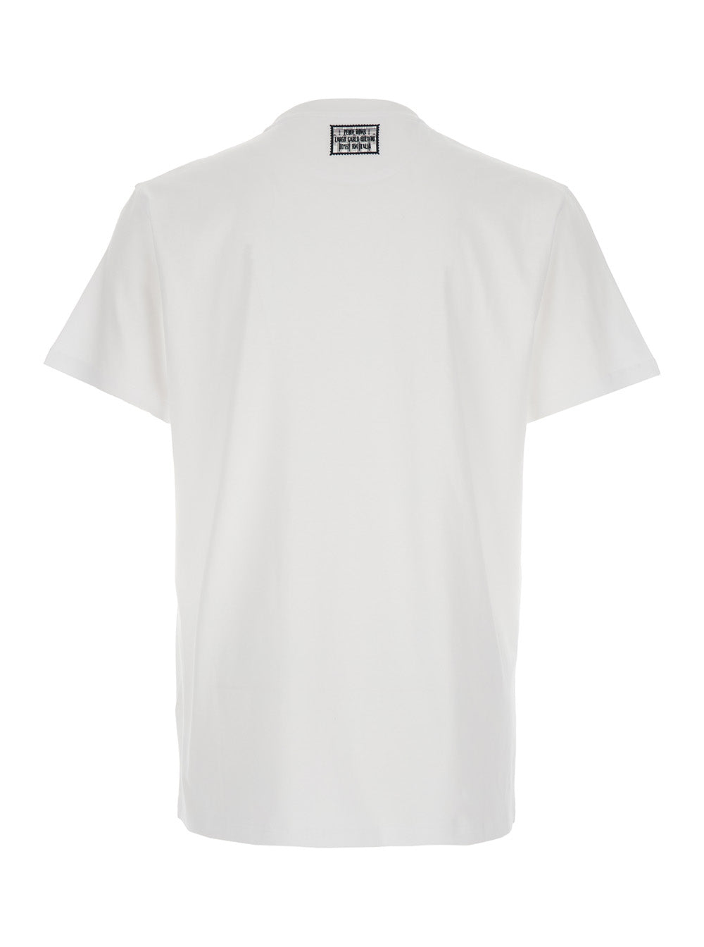 Fendi Men White Crewneck T-Shirt With Logo Print On The Front And Logo Patch On The Rear In Cotton Man