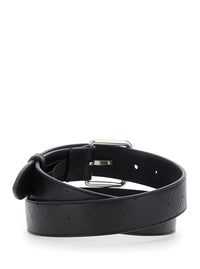 Bottega Veneta Men Black Belt With Intrecciato Motif And Buckle Closure In Leather Man