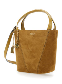 CHLOÉ Chloé Women 'Spin' Beige Shoulder Bag With Adjustable And Removable Shoulder Strap And Logo Charm On The Front In Suede Woman