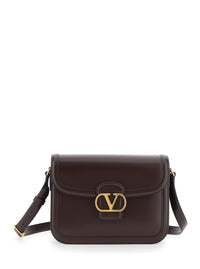 VALENTINO GARAVANI Valentino Garavani Women '9To5' Brown Crossbody Bag With Vlogo Detail On The Front And Adjustable Shoulder Strap In Leather Woman