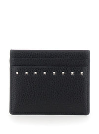 Valentino Garavani Men Black Card Holder With Rockstud Embellishments In Leather Man