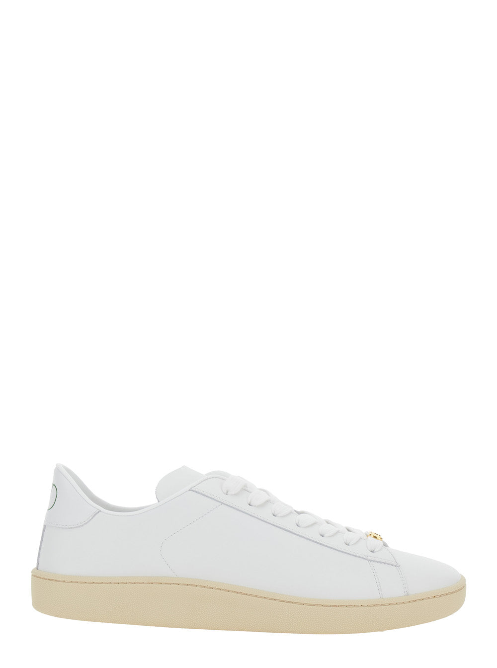 Valentino Garavani Men 'Royco' White Low Top Sneakers With Vlogo On The Rear And Vlogo Plaque On The Lace In Leather Man