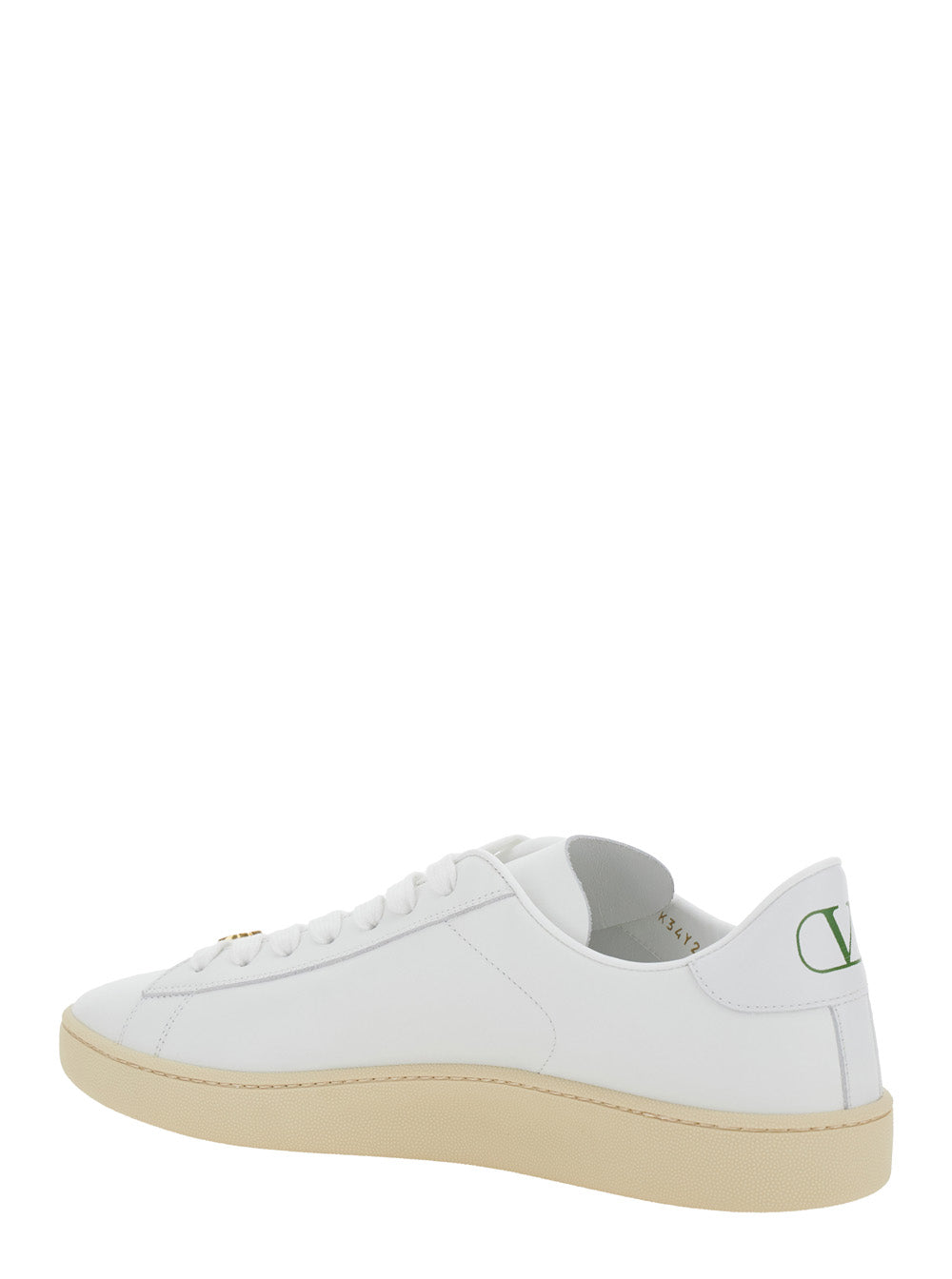 Valentino Garavani Men 'Royco' White Low Top Sneakers With Vlogo On The Rear And Vlogo Plaque On The Lace In Leather Man
