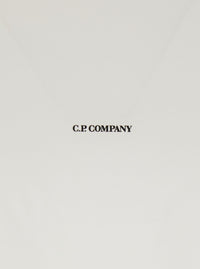 C.P. Company Men White Crewneck T-Shirt With Logo Lettering On The Front In Cotton Man