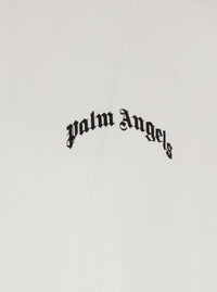 Palm Angels Men White Polo Shirt With Logo Lettering On Front And Rear In Cotton Piquet Man