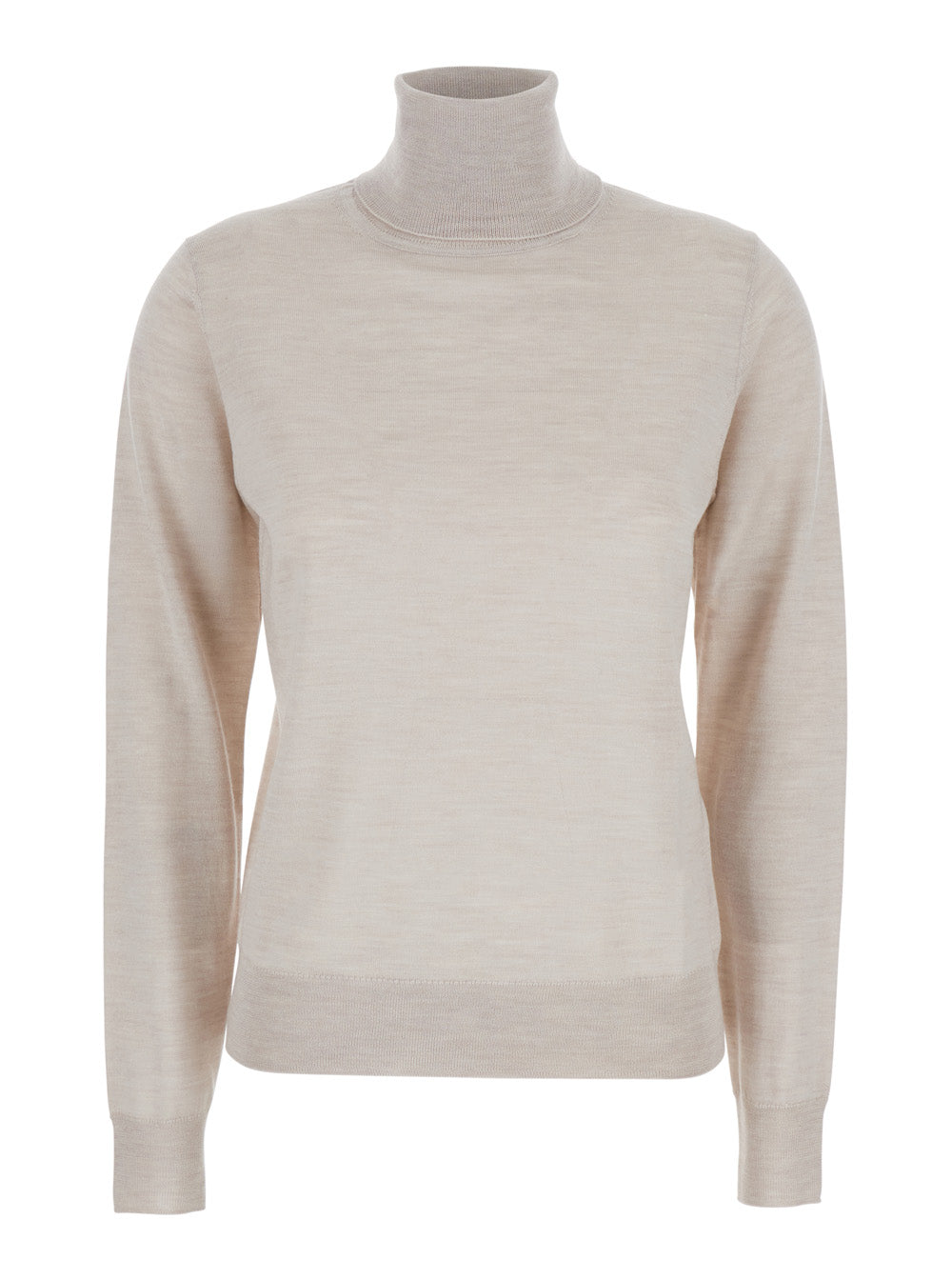 P.A.R.O.S.H. Women Beige Turtleneck Sweater In Wool Blend Woman