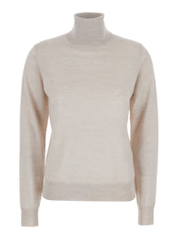P.A.R.O.S.H. Women Beige Turtleneck Sweater In Wool Blend Woman