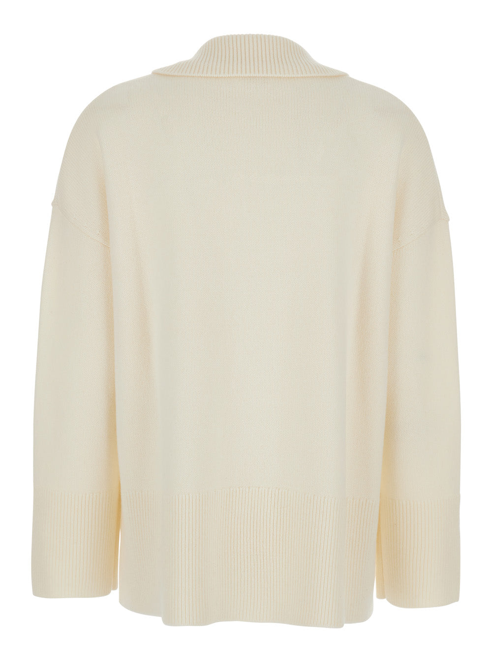 P.A.R.O.S.H. P.A.R.O.S.H. Women White Sweater With Polo Shirt Style Collar And Dropped Shoulder In Wool And Cashmere Woman
