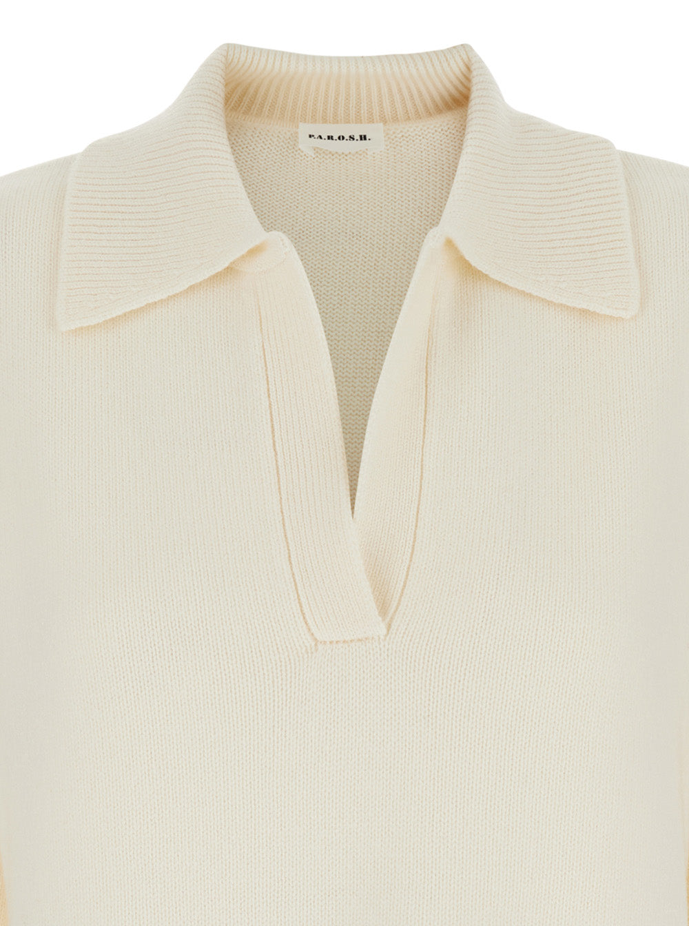 P.A.R.O.S.H. P.A.R.O.S.H. Women White Sweater With Polo Shirt Style Collar And Dropped Shoulder In Wool And Cashmere Woman