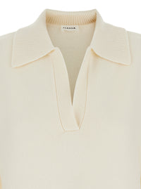 P.A.R.O.S.H. P.A.R.O.S.H. Women White Sweater With Polo Shirt Style Collar And Dropped Shoulder In Wool And Cashmere Woman