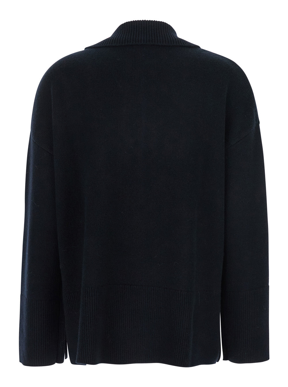 P.A.R.O.S.H. Women Black Sweater With Polo Shirt Style Collar And Dropped Shoulder In Wool And Cashmere Woman