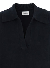 P.A.R.O.S.H. Women Black Sweater With Polo Shirt Style Collar And Dropped Shoulder In Wool And Cashmere Woman