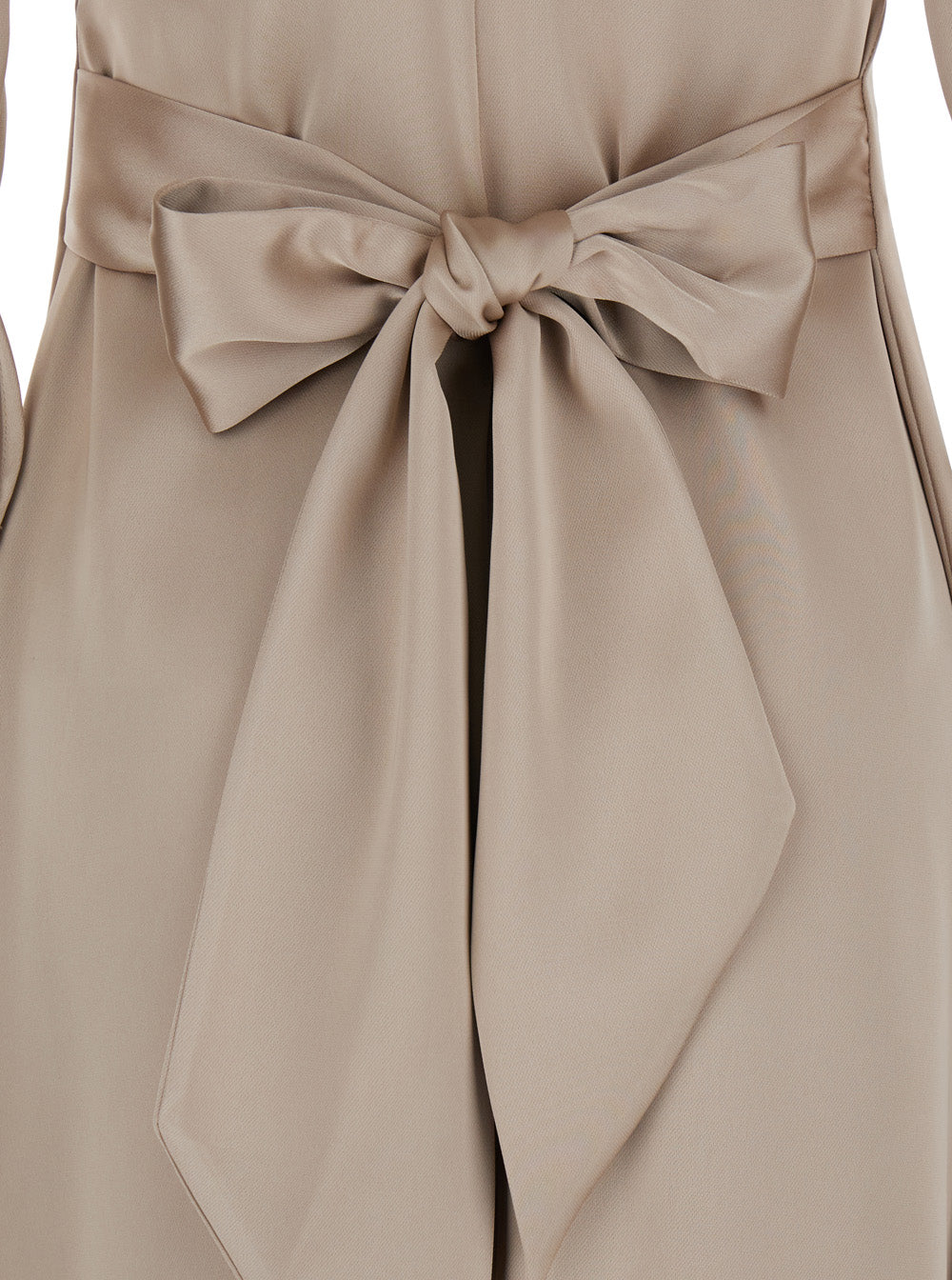Leplain Women Beige Maxi Dress With Front And Rear V Neck And Maxi Bow On The Rear In Cady Woman