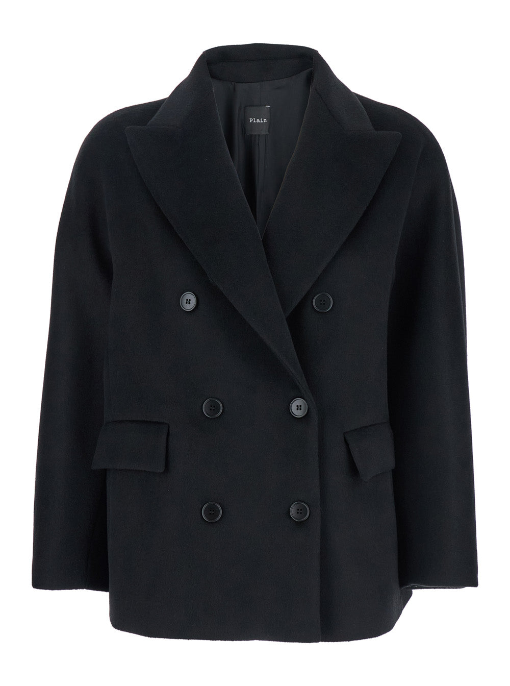 Leplain Women Black Double-Breasted Jacket With Peak Revers In Wool Woman