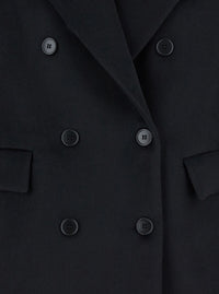 Leplain Women Black Double-Breasted Jacket With Peak Revers In Wool Woman