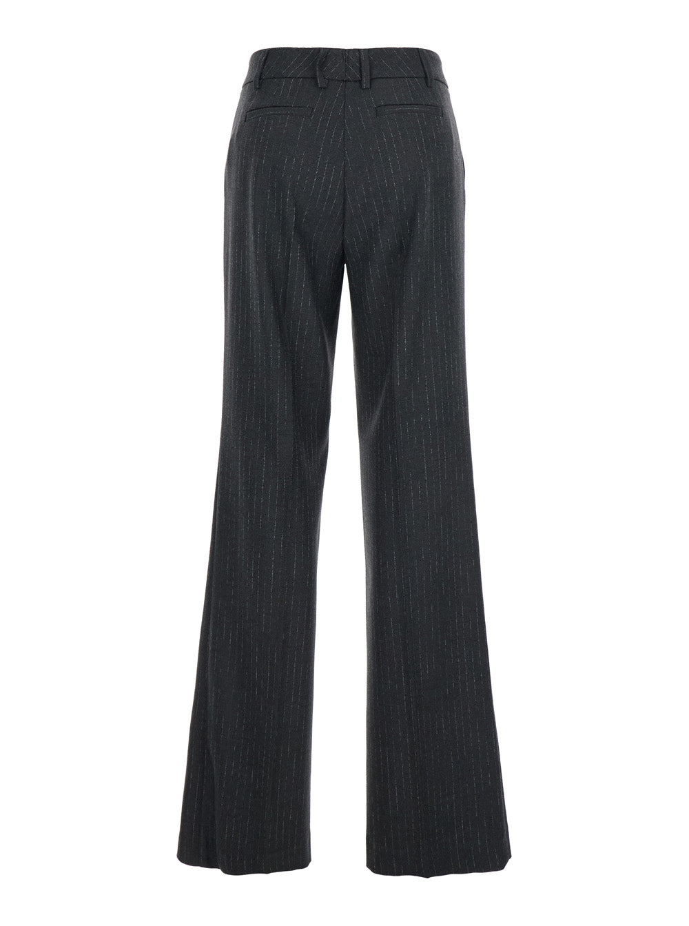 Leplain Women Grey Pants With Belt Loops And All-Over Striped Motif In Wool Blend Woman