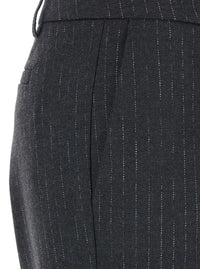 Leplain Women Grey Pants With Belt Loops And All-Over Striped Motif In Wool Blend Woman