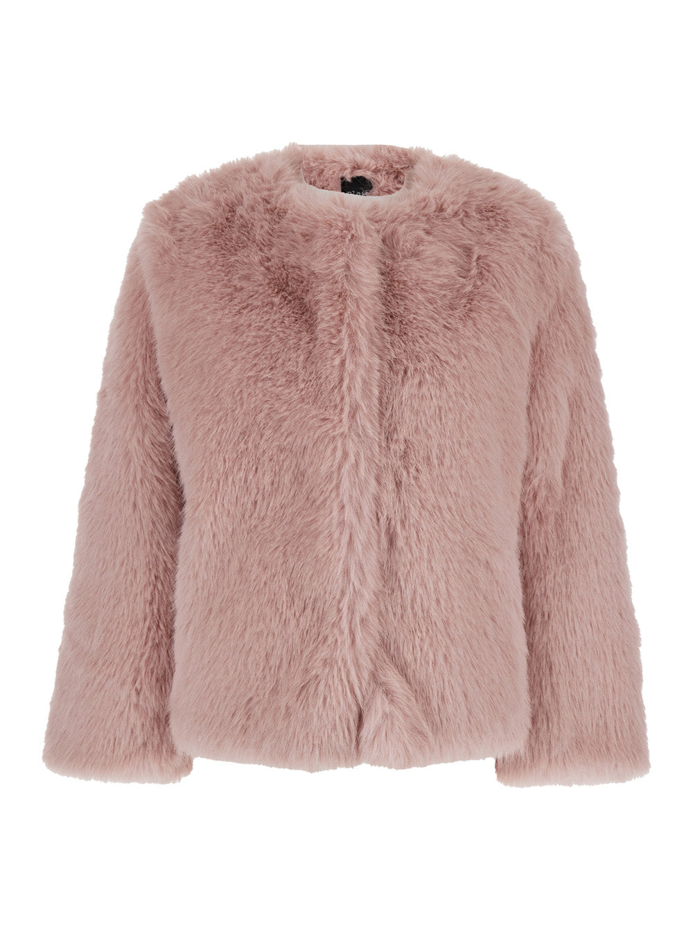 Leplain Women Pink Crewneck Fur Jacket With Concealed Front Closure In Ecofur Woman