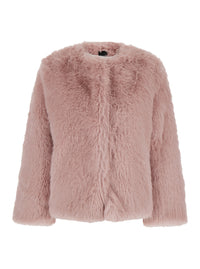 Leplain Women Pink Crewneck Fur Jacket With Concealed Front Closure In Ecofur Woman