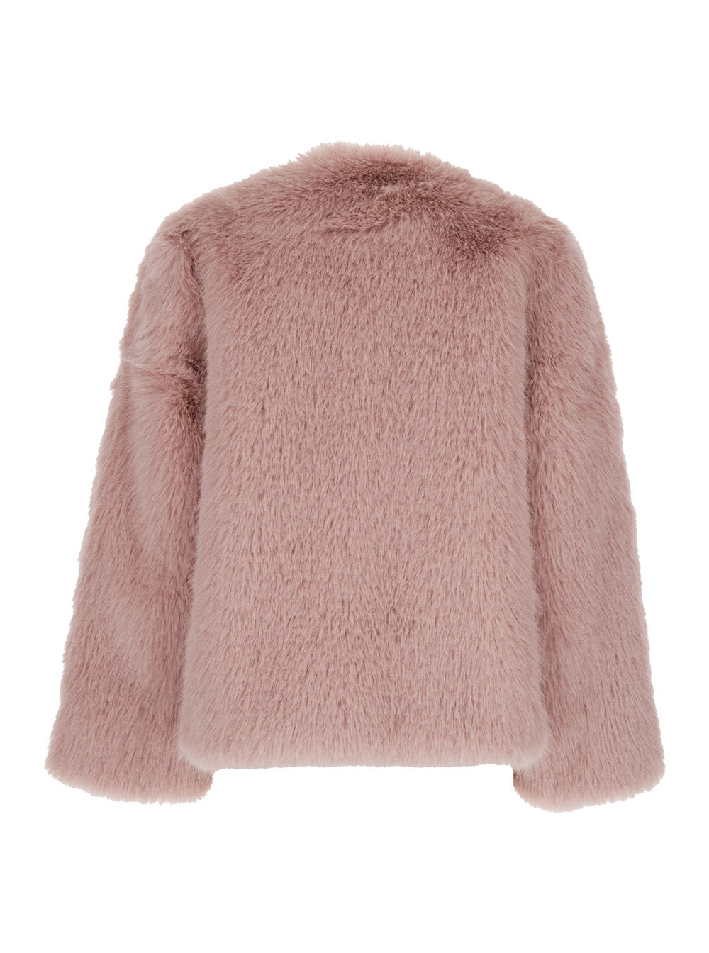 Leplain Women Pink Crewneck Fur Jacket With Concealed Front Closure In Ecofur Woman