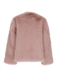 Leplain Women Pink Crewneck Fur Jacket With Concealed Front Closure In Ecofur Woman