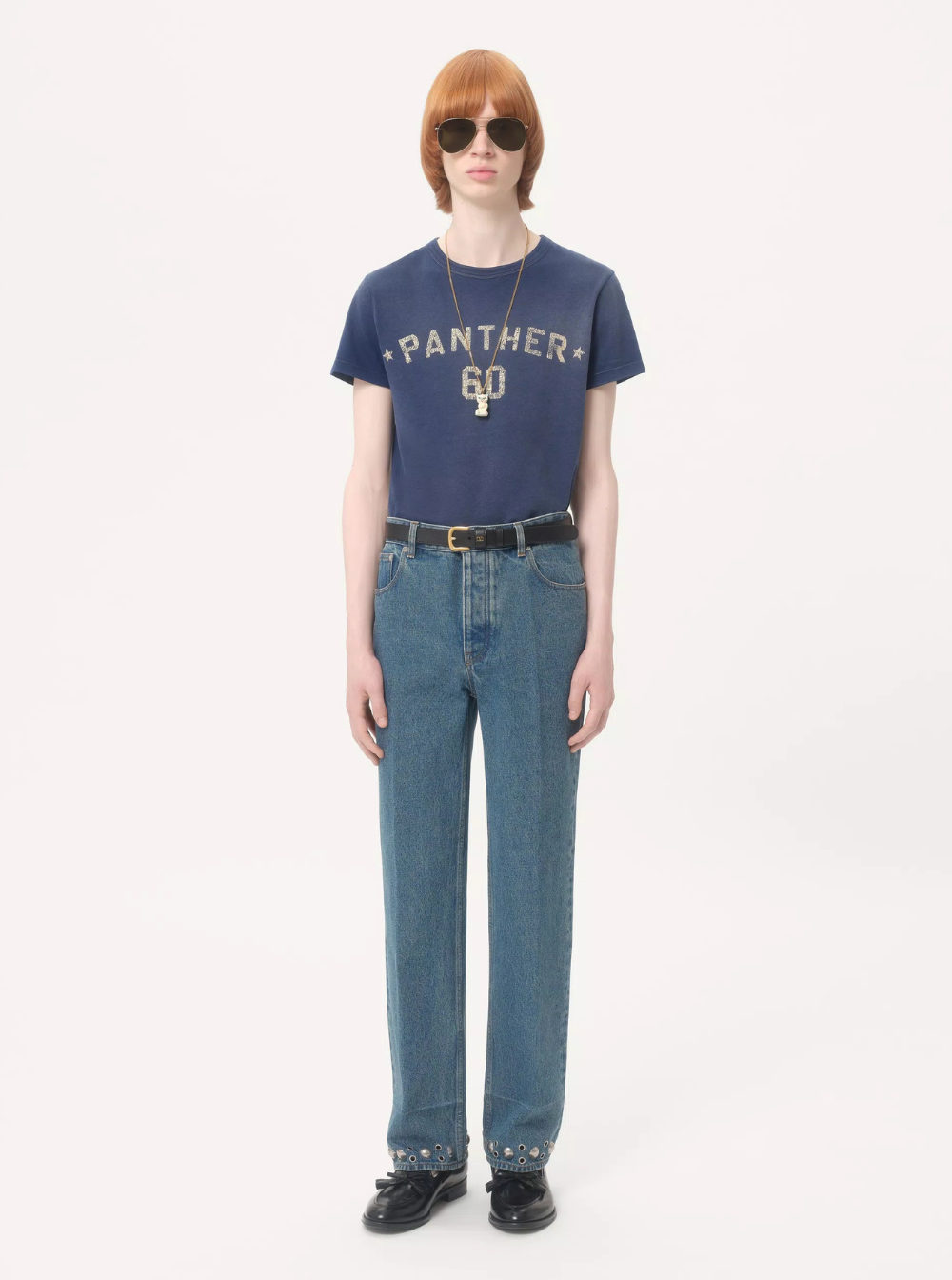 Valentino Men Blue Crewneck T-Shirt With Logo Lettering On The Rear In Cotton Man