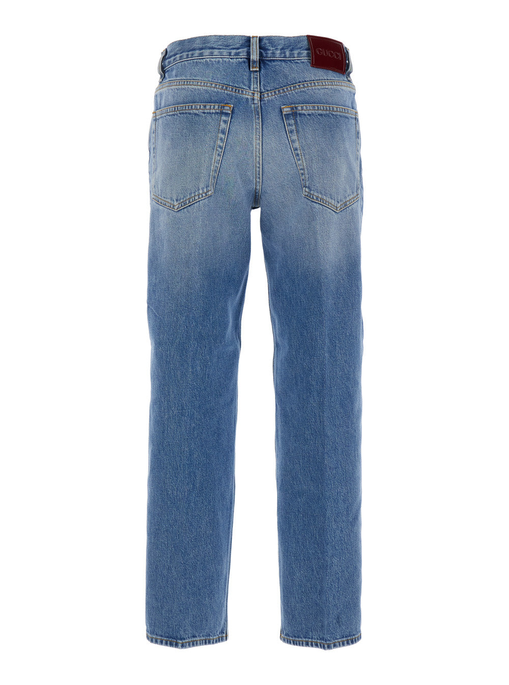 GUCCI Gucci Women Blue Jeans With Logo Patch On The Rear And Faded Effect In Denim Woman