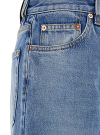 GUCCI Gucci Women Blue Jeans With Logo Patch On The Rear And Faded Effect In Denim Woman