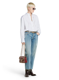 GUCCI Gucci Women Blue Jeans With Logo Patch On The Rear And Faded Effect In Denim Woman