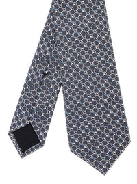 Gucci Men Grey Tie With All-Over Horsebit Print In Silk Man