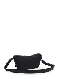 Gucci Men Black Pouch With Adjustable Waist Strap And Logo Lettering On The Front In Gg Canvas Man