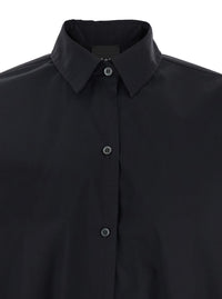 Leplain Women Black Shirt With Classic Collar In Cotton Blend Stretch Woman