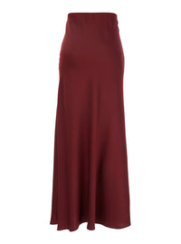 Leplain Women Bordeaux Long Skirt With Volant Detail At The End In Satin Woman