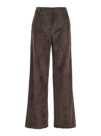 Leplain Women Brown Pants With Belt Loops In Ribbed Velvet Woman