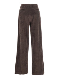 Leplain Women Brown Pants With Belt Loops In Ribbed Velvet Woman