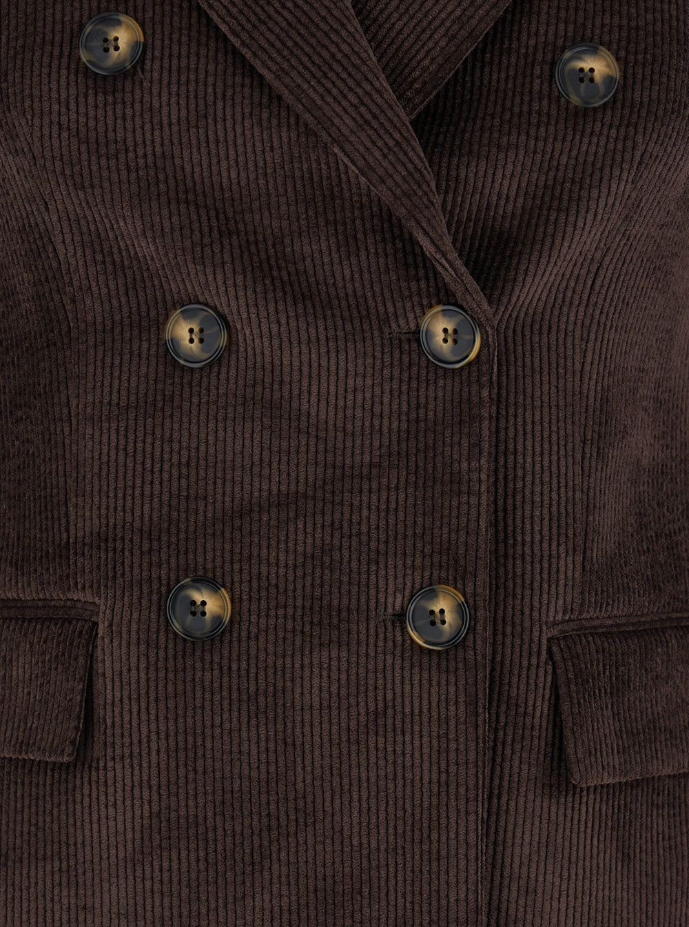 Leplain Women Brown Double-Breasted Jacket With Peak Revers In Ribbed Velvet Woman