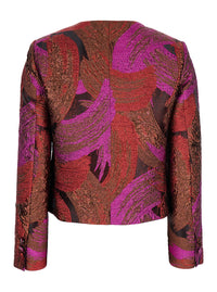 Leplain Women Fuchsia Collarless Jacket With All-Over Broccato Motif In Tech Fabric Woman