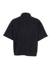 SAINT LAURENT Saint Laurent Women Black Oversize Polo Shirt With Classic Collar And Tonal Logo Embroidery On The Front In Cotton Piquet Woman