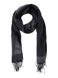 Saint Laurent Women Grey Scarf With Maxi Logo Lettering And Fringed Hem In Silk Woman