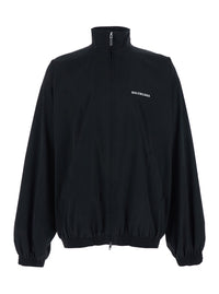 Balenciaga Men Black High Neck Sweatshirt With Logo Lettering On Front And Rear In Tech Fabric Man