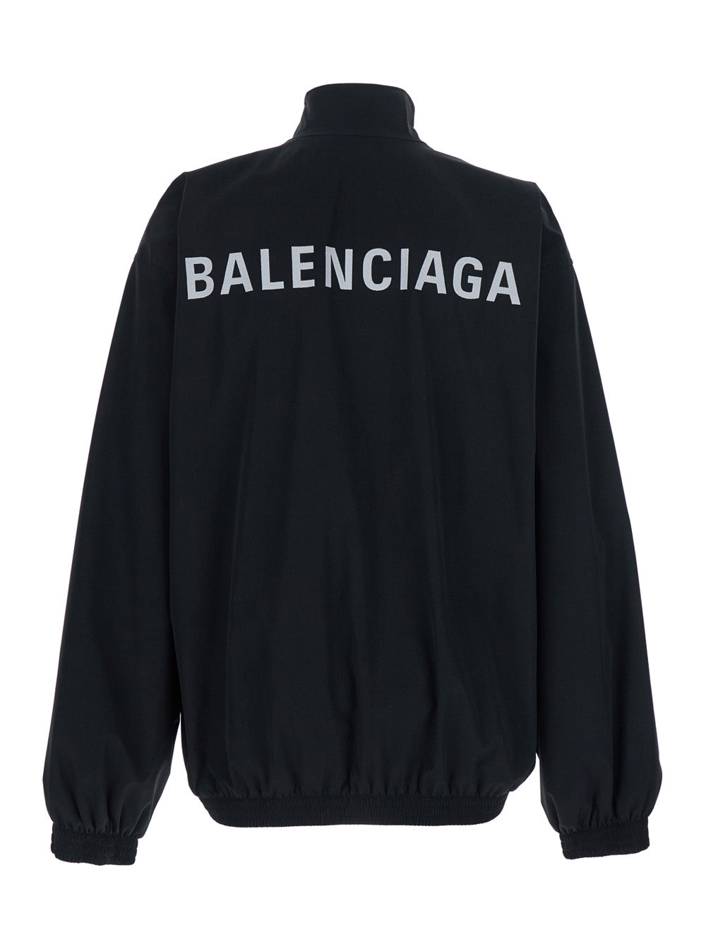 Balenciaga Men Black High Neck Sweatshirt With Logo Lettering On Front And Rear In Tech Fabric Man