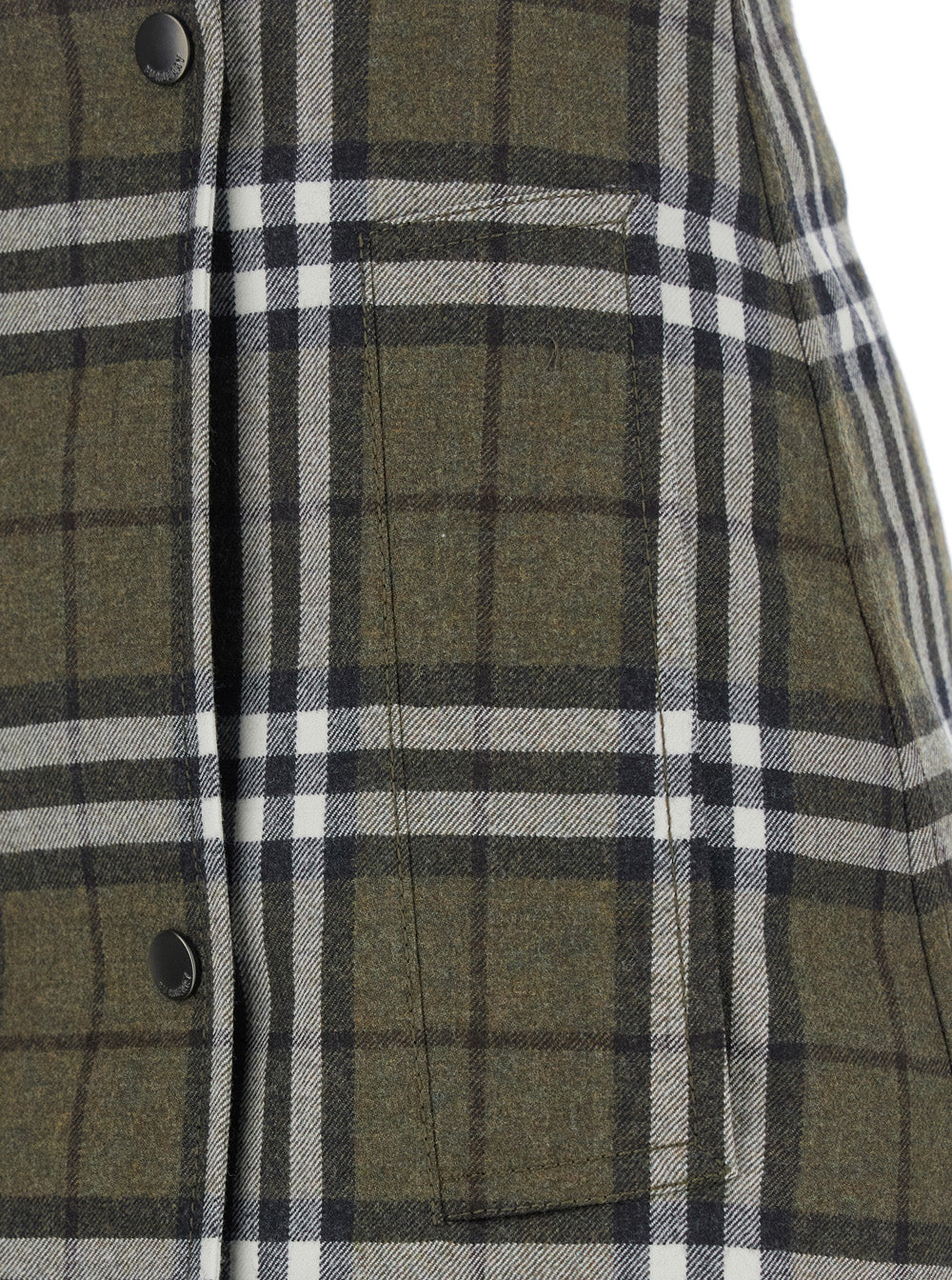 Burberry Women Green Skirt With All-Over Check Motif And Side Pockets In Virgin Wool Woman