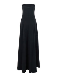 SOLACE LONDON Solace London Women 'Helena' Black Long Dress With Bare Shoulder And Flared Hem In Twill Woman