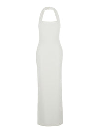 Solace London Women 'Ilona' White Long Dress With Square Neckline In Twill Woman