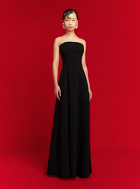 SOLACE LONDON Solace London Women 'Helena' Black Long Dress With Bare Shoulder And Flared Hem In Twill Woman