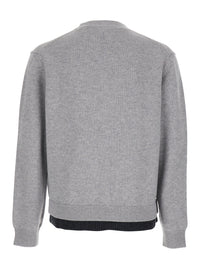 Jw Anderson Men Grey Cardigan With V-Neck And Layered Design In Fabric Man