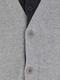 Jw Anderson Men Grey Cardigan With V-Neck And Layered Design In Fabric Man