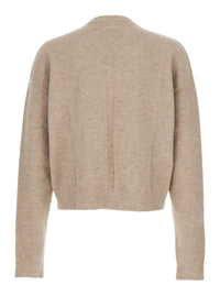 Rick Owens Men Beige Sweater With V Neck And Dropped Shoulders In Wool Blend Man