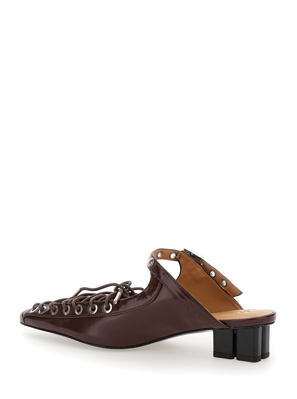 Ganni Women Brown Sandals With Pointed Toe Design And All-Over Laces In Eco Leather Woman